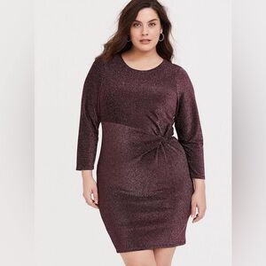 NWT Torrid Rose Gold Glitter Knotted Shift Dress Size 2